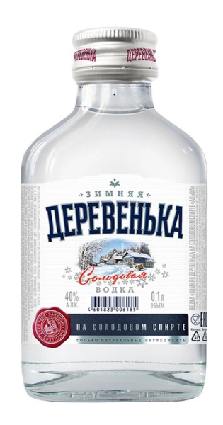 Водка Зимняя Деревенька на солодовом спирте Альфа 0,1 л 40%